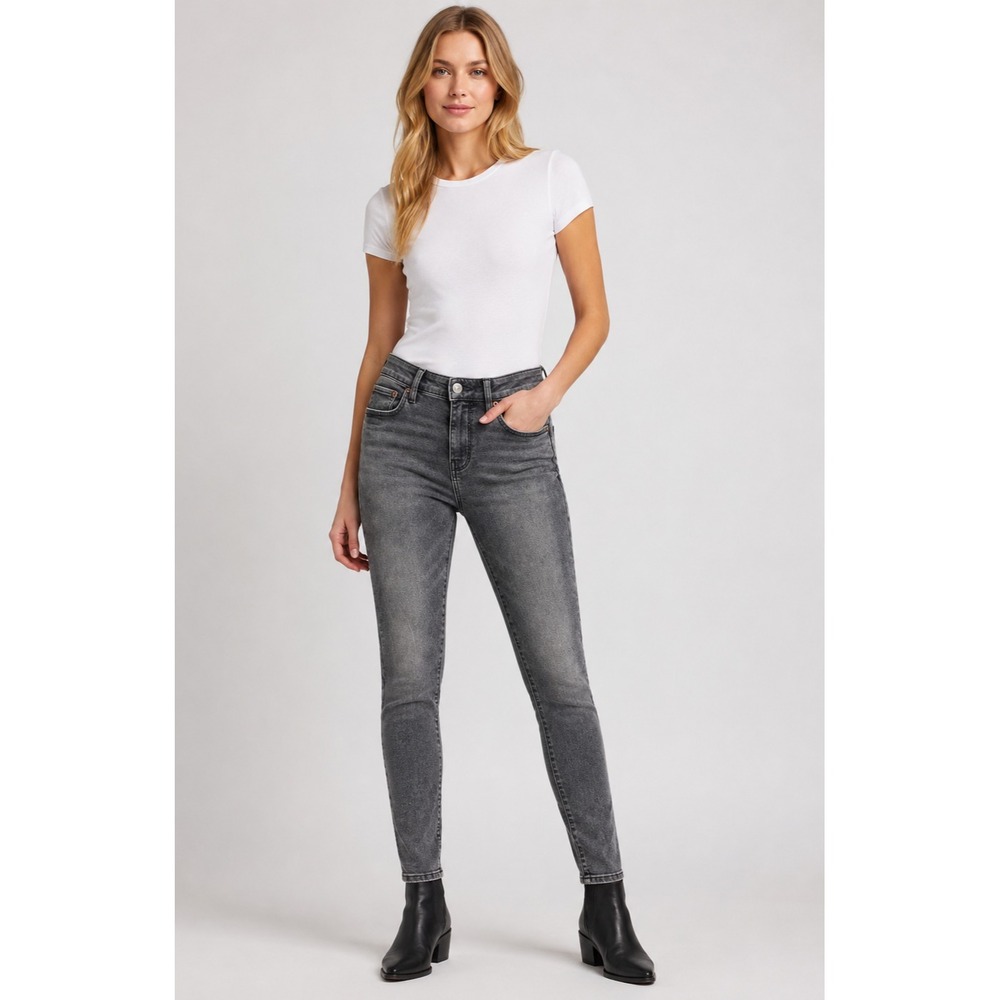 American Eagle Skinny Hi-Rise Jegging Jeans Women 2 Gray Cotton Polyester Grunge